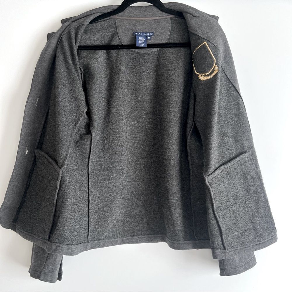 Ralph Lauren Blue Label Embroidered Insignia Grey Sweatshirt Blazer Size Medium - Picture 5 of 8